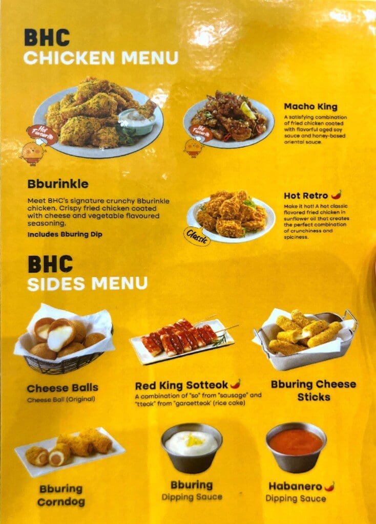 BHC Chicken Menu Singapore—May 2023