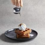 Cafe Usagi Original Waffles with Kuromitsu Syrup Topped with 1 Scoop of Ice Cream (image supplied)