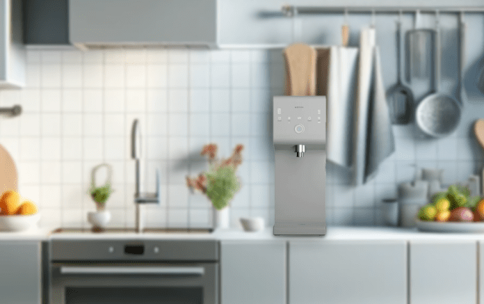 Lynx Water Purifier Series in Grey in a sleek modern kitchen.